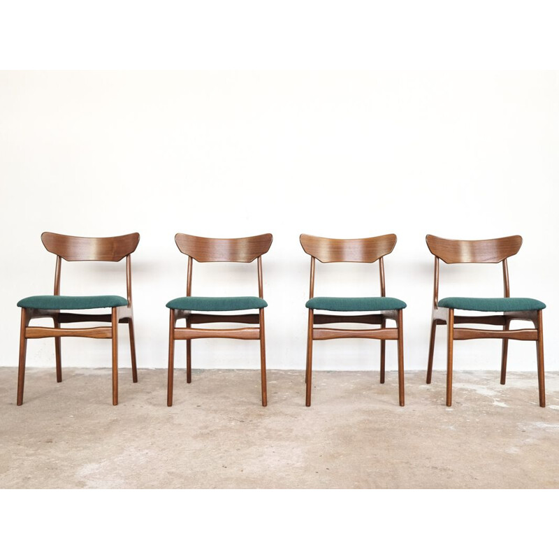 Suite de 4 chaises vintage danoises en teck par Schiønning & Elgaard