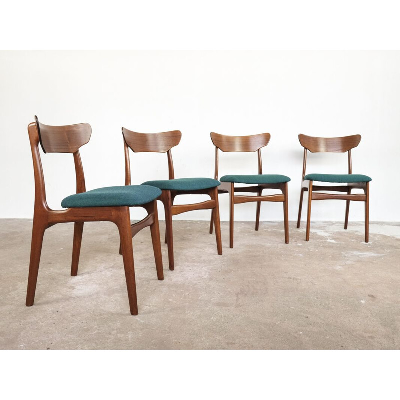 Suite de 4 chaises vintage danoises en teck par Schiønning & Elgaard