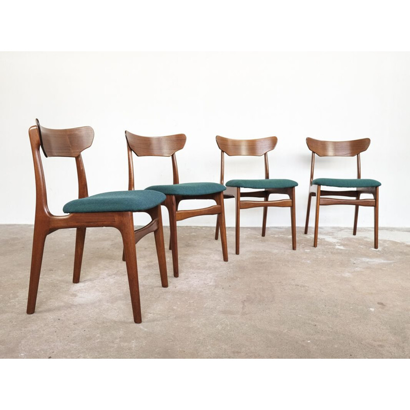 Vintage set of 4 Danish chairs in teak by Schiønning & Elgaard