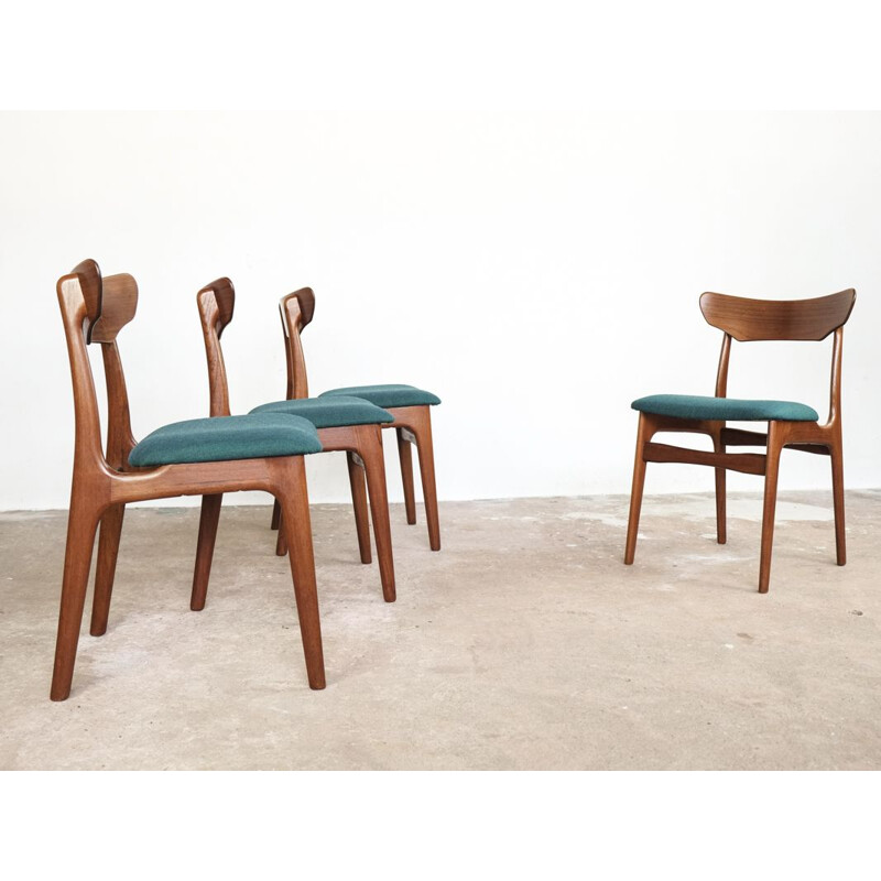 Suite de 4 chaises vintage danoises en teck par Schiønning & Elgaard