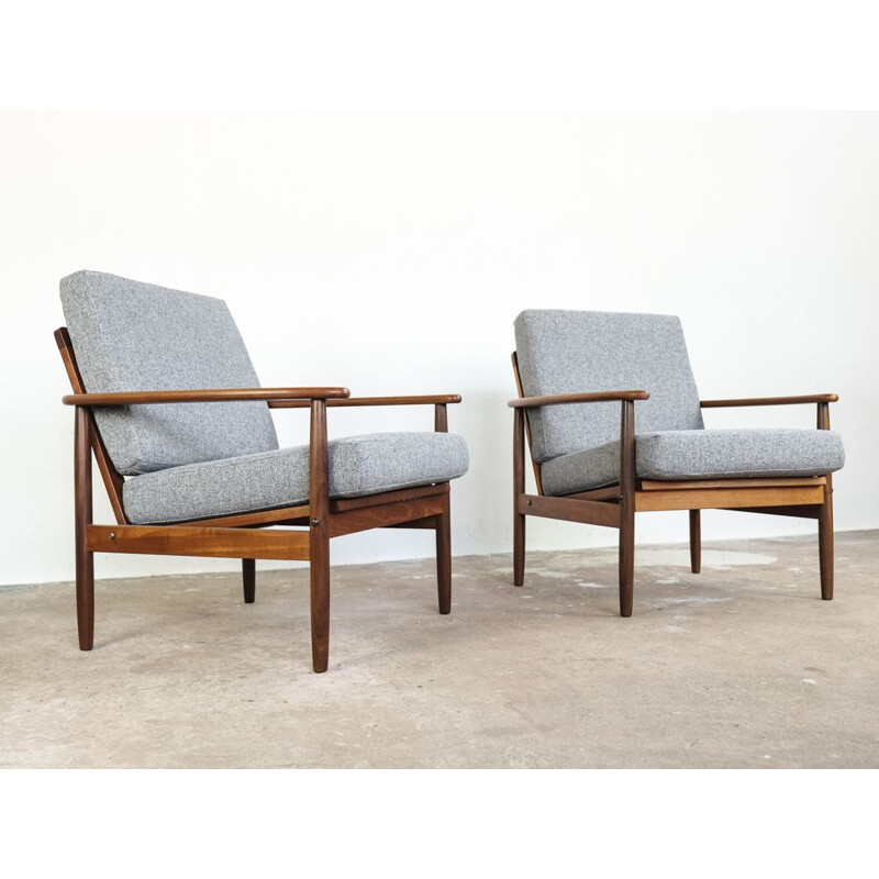 Vintage set of 2 Danish easy chairs in teak