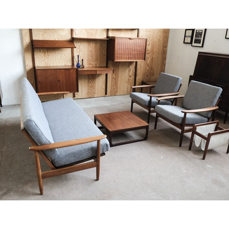 Vintage set of 2 Danish easy chairs in teak