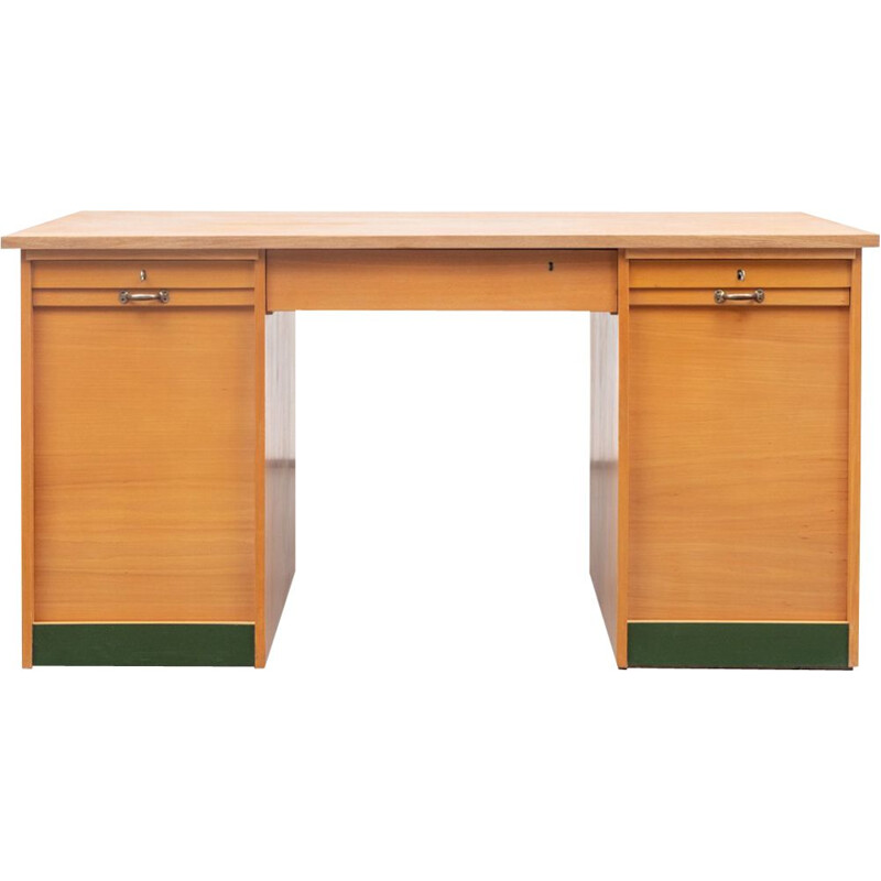 Vintage German writing desk in oakwood