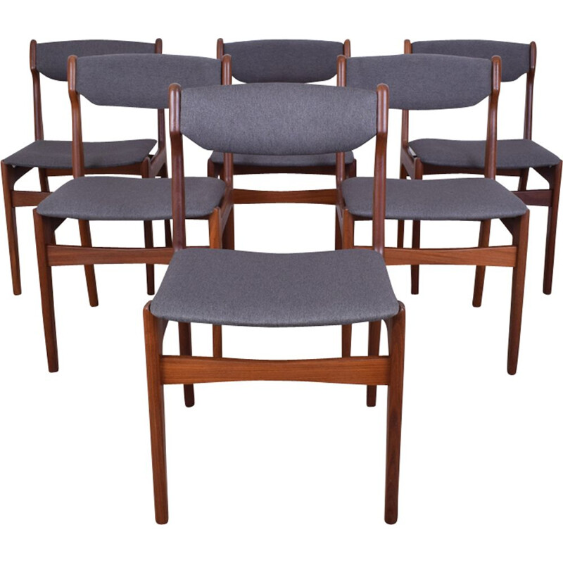 Vintage set of 6 Danish dining chairs in teak
