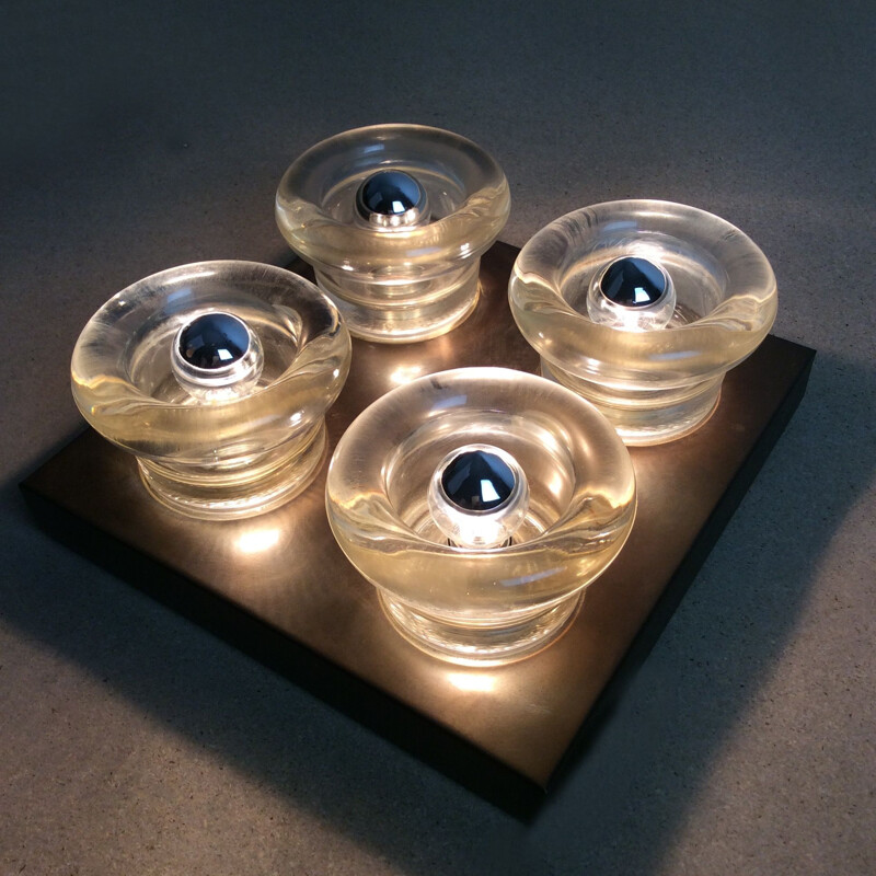 Aplique alemán vintage de cobre y cristal de Cosack Lights