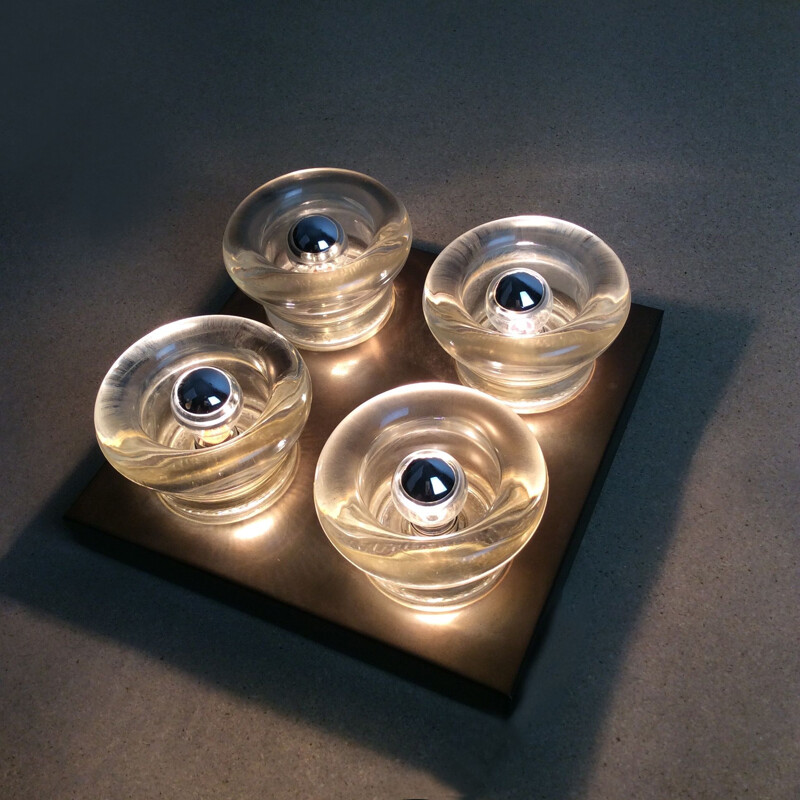 Applique vintage allemand en cuivre et verre par Cosack Lights