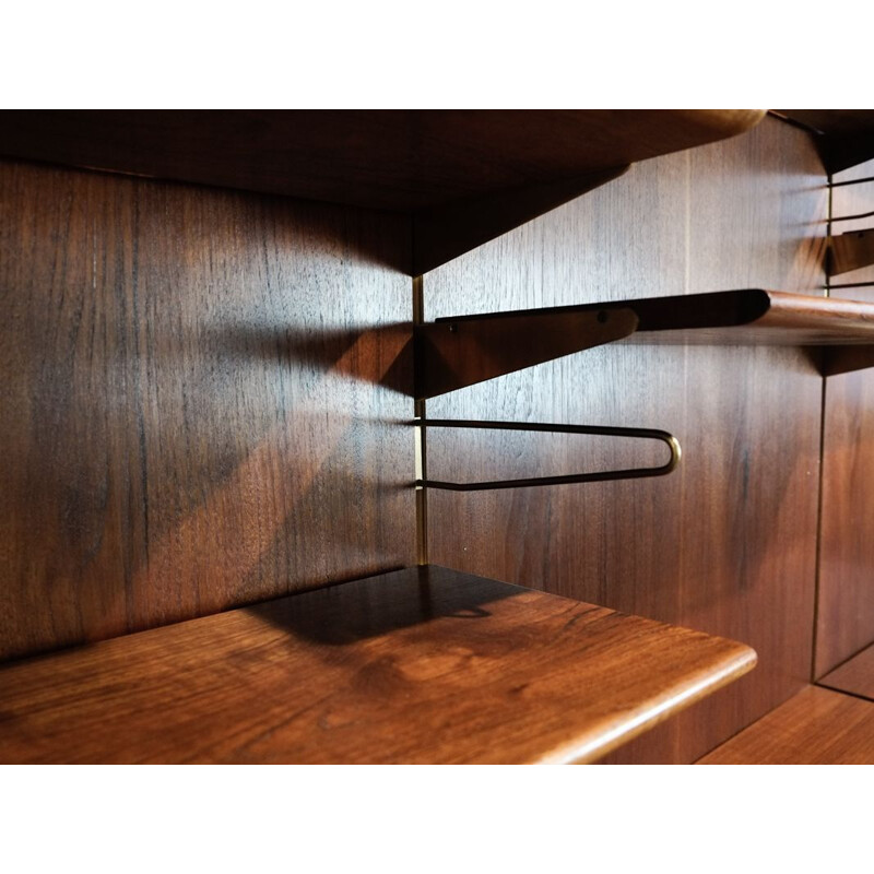 Vintage wall system in teak and brass by Finn Juhl for Bovirke