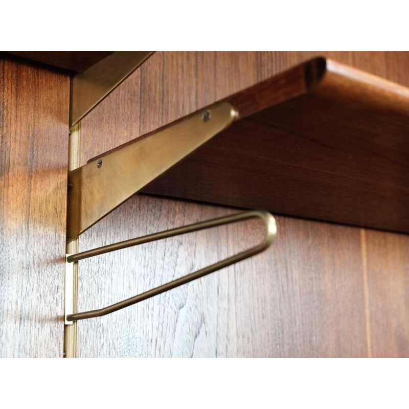 Vintage wall system in teak and brass by Finn Juhl for Bovirke