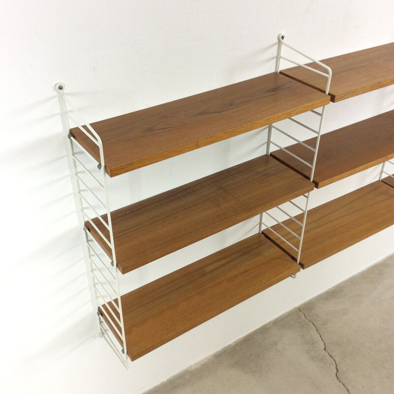 Vintage Swedish wall unit in teak by Nisse Strinning for String Ab