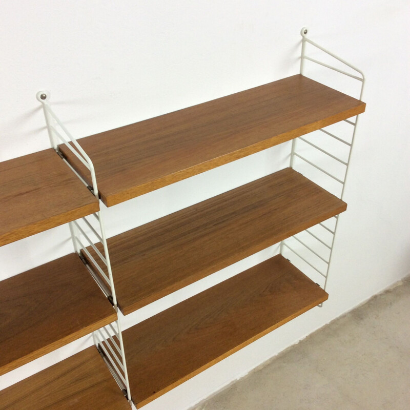 Vintage Swedish wall unit in teak by Nisse Strinning for String Ab