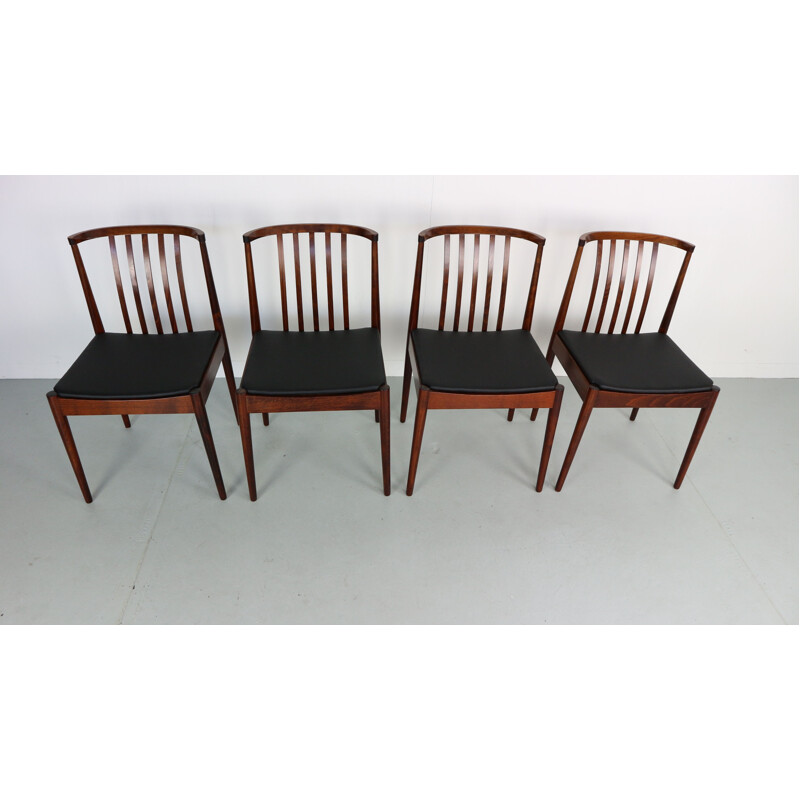 set of 4 Casala solid rosewood dining-room chairs, 1960s