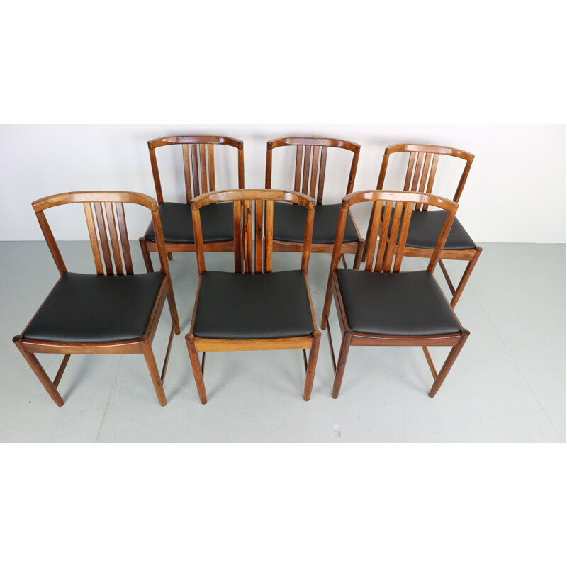 Set of 6 vintage dining chairs in solid rosewood