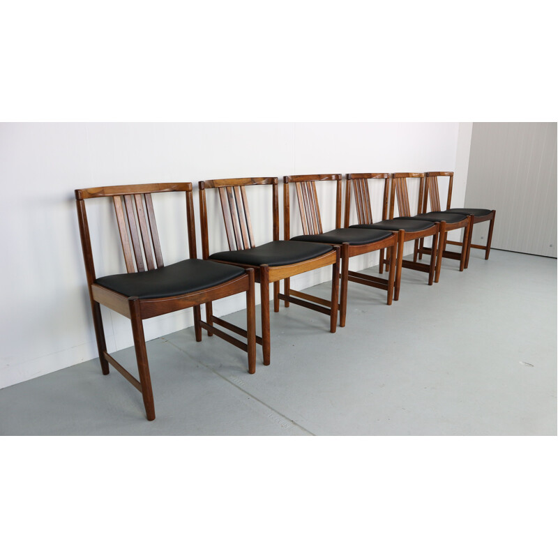 Set of 6 vintage dining chairs in solid rosewood