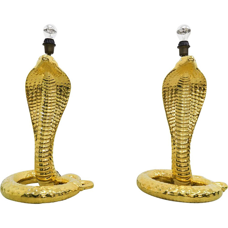 Suite de 2 lampes de table "Cobra" en céramique par Tommaso Barbi