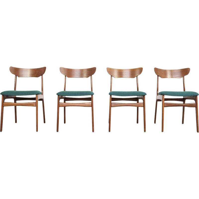 Suite de 4 chaises vintage danoises en teck par Schiønning & Elgaard