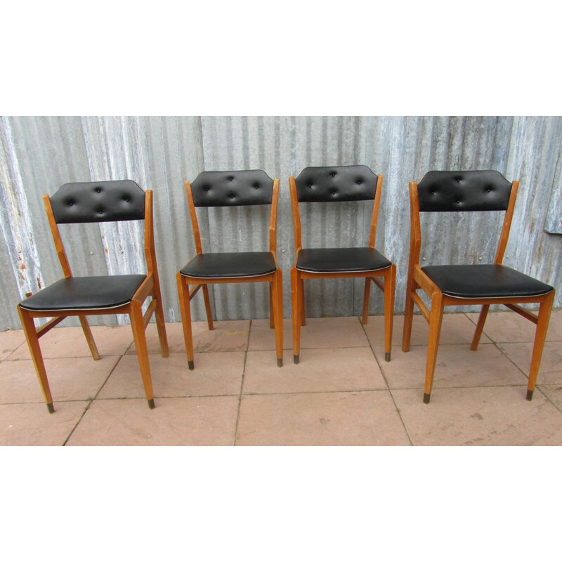 Set of 4 vintage black dining chairs