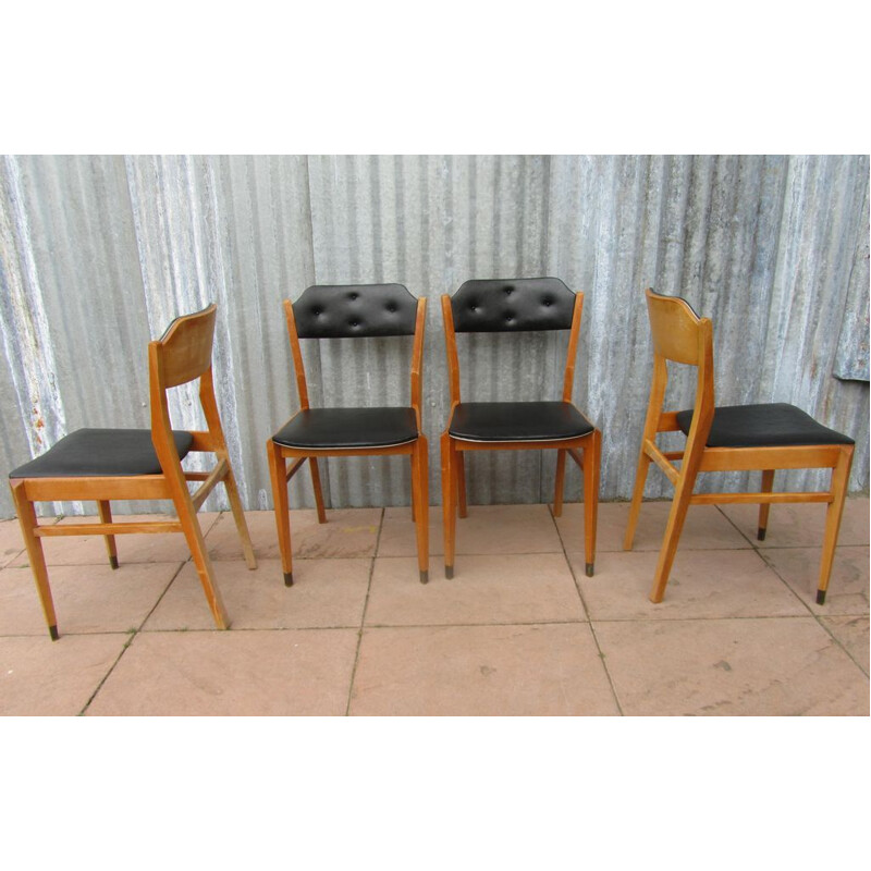 Set of 4 vintage black dining chairs