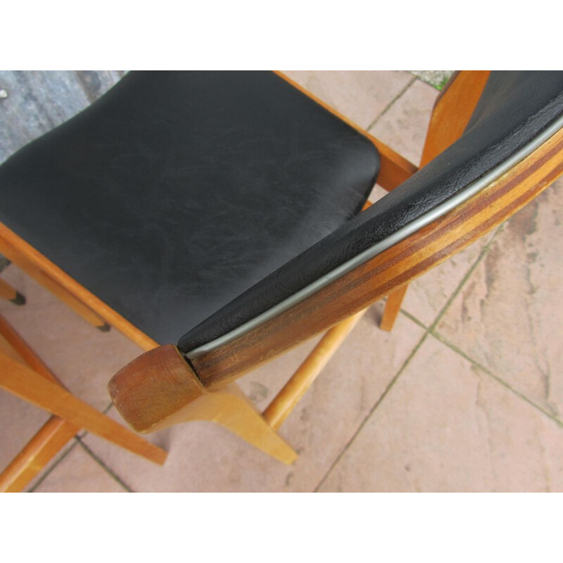 Set of 4 vintage black dining chairs