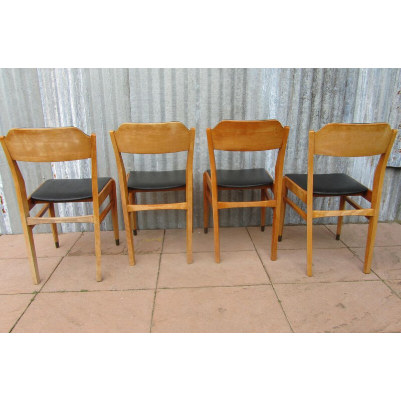Set of 4 vintage black dining chairs