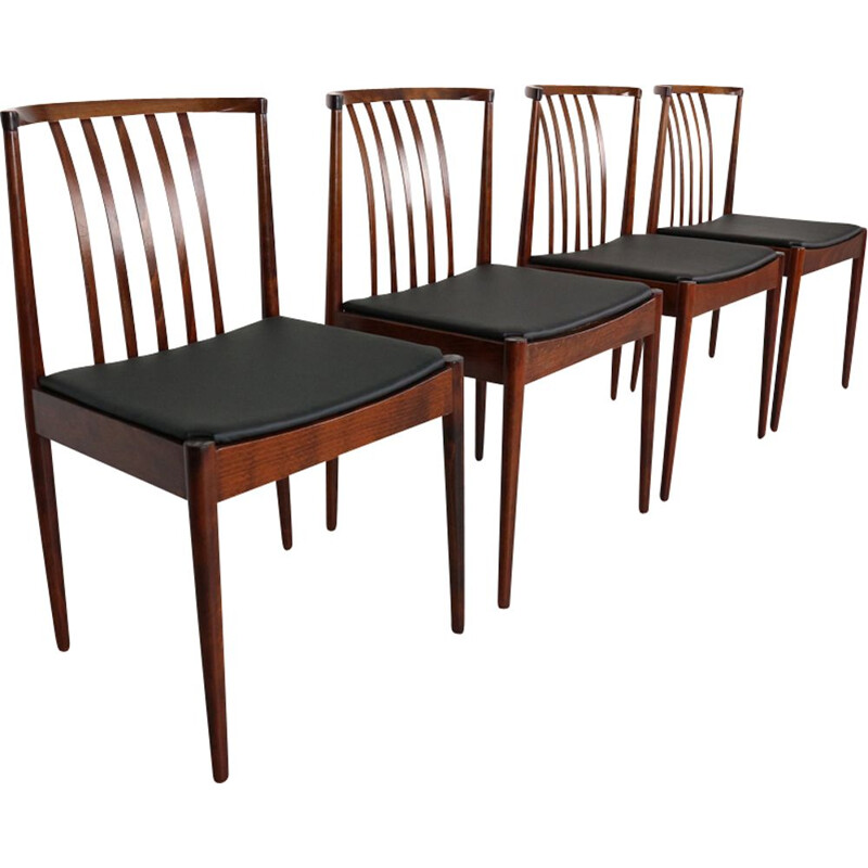 set of 4 Casala solid rosewood dining-room chairs, 1960s