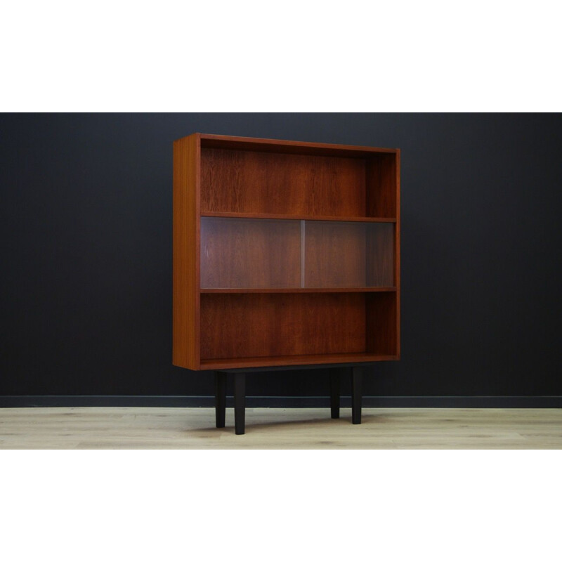 Vintage Scandinavian bookcase in teak and glass by Clausen & Son