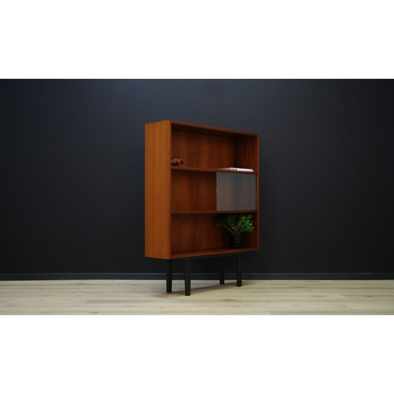 Vintage Scandinavian bookcase in teak and glass by Clausen & Son