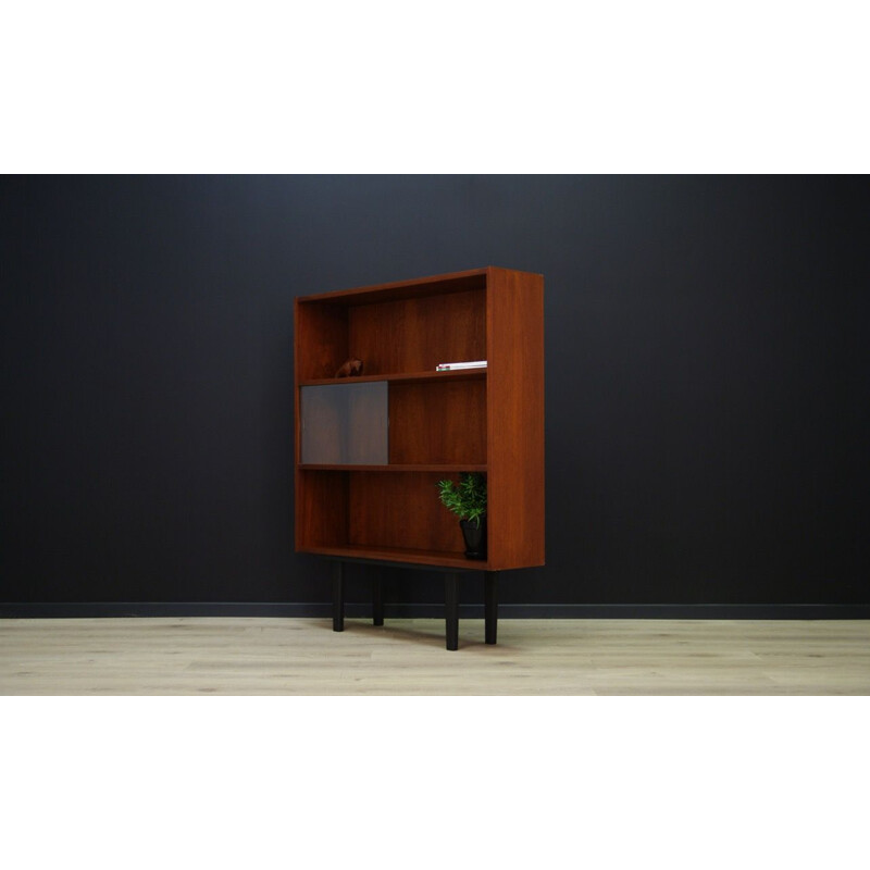 Vintage Scandinavian bookcase in teak and glass by Clausen & Son