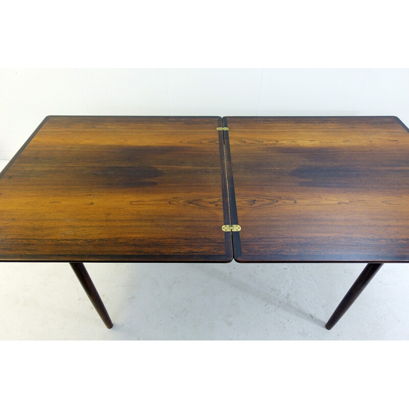 Vintage flip-top extendable table with brass hinges