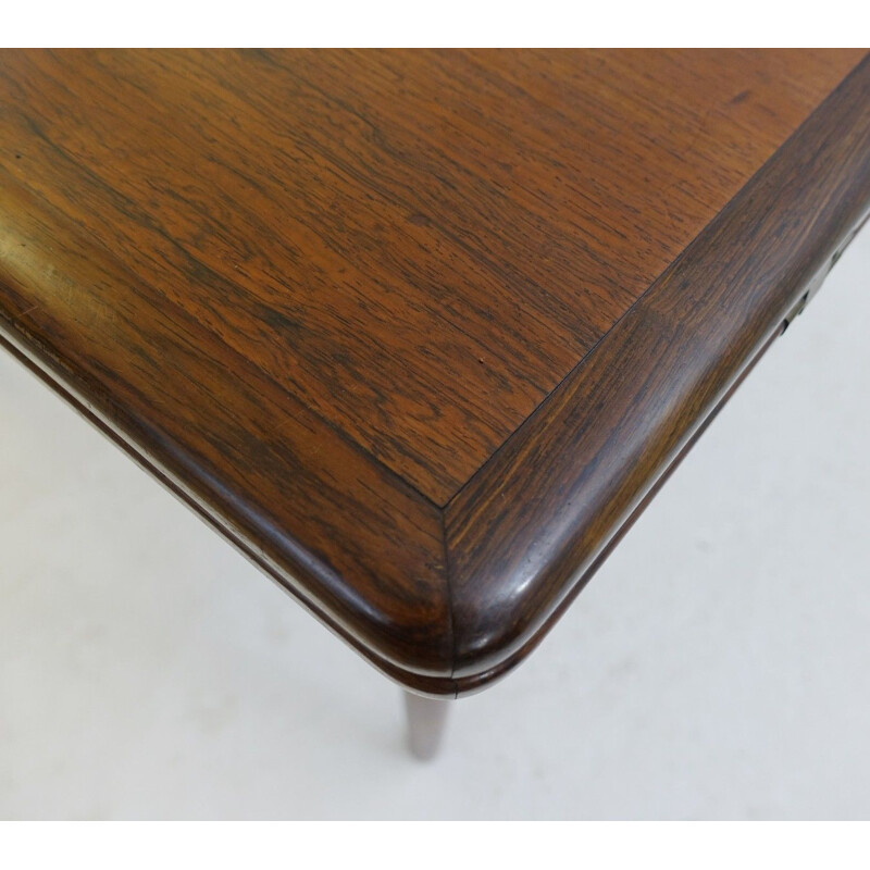 Vintage flip-top extendable table with brass hinges