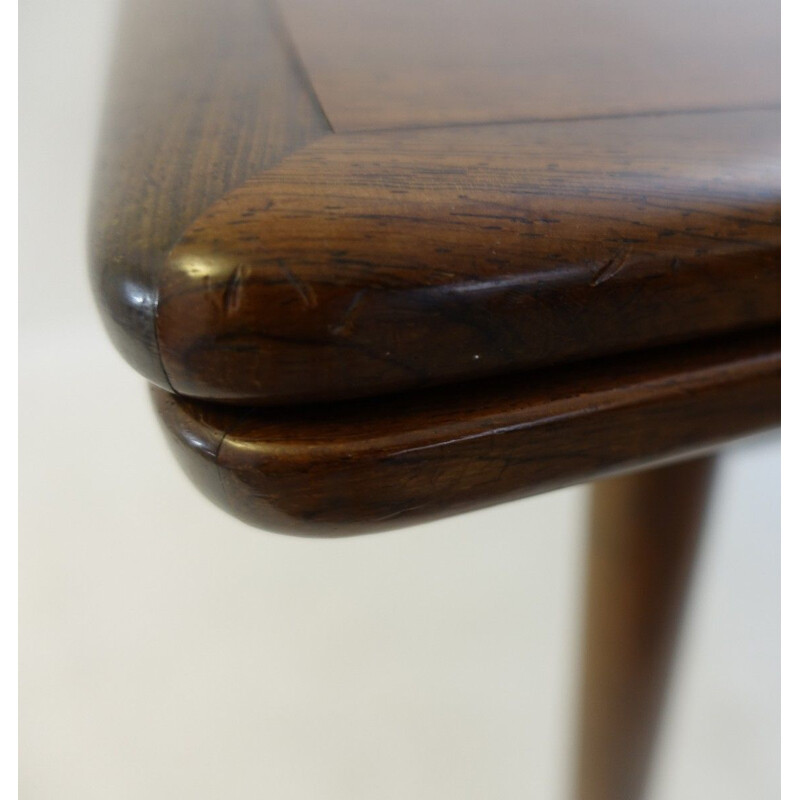 Vintage flip-top extendable table with brass hinges