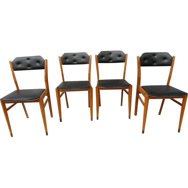 Set of 4 vintage black dining chairs