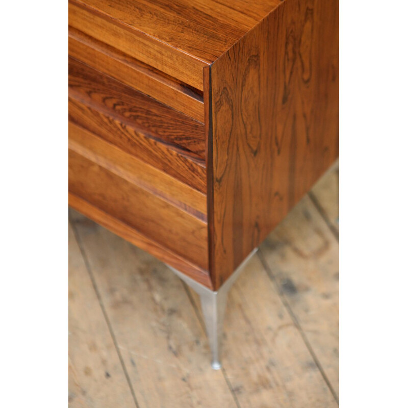 Vintage Danish chest of drawers in rosewood with steel legs