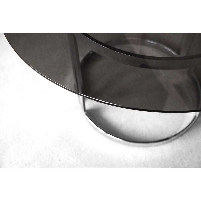 Mesa de comedor redonda de cristal de Milo Baughman