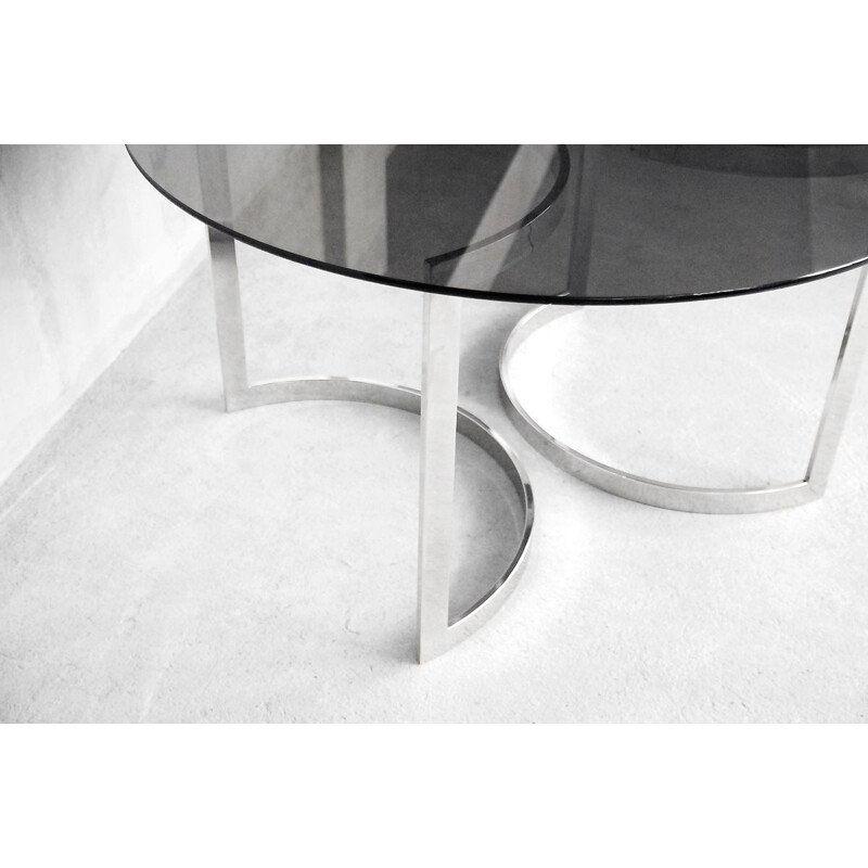 Mesa de jantar redonda de vidro por Milo Baughman