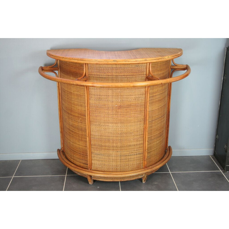 Vintage French bar in rattan