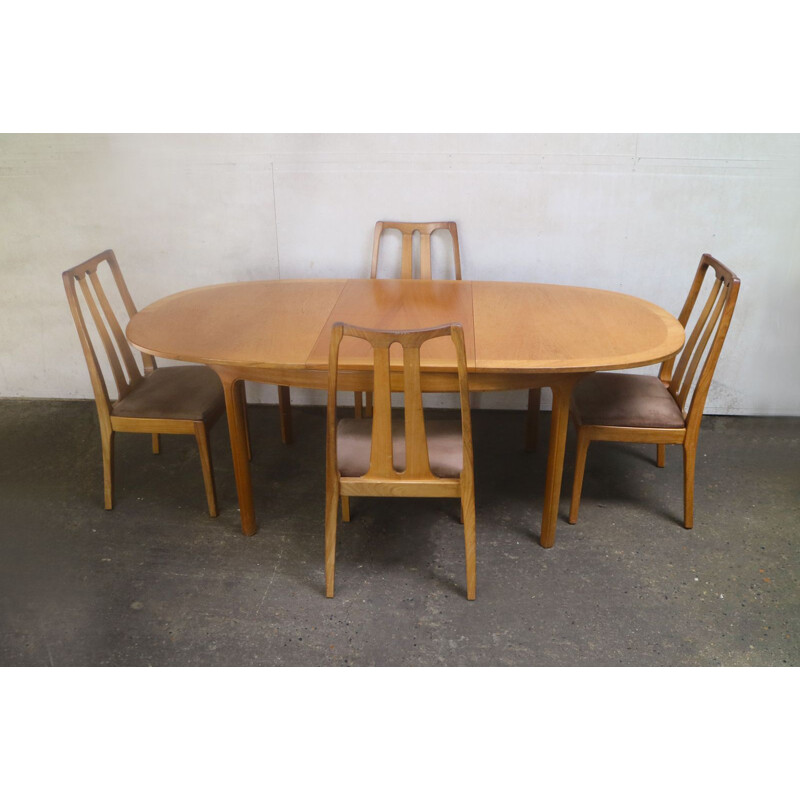 Vintage extendable dining table and set of 4 chairs by Nathan