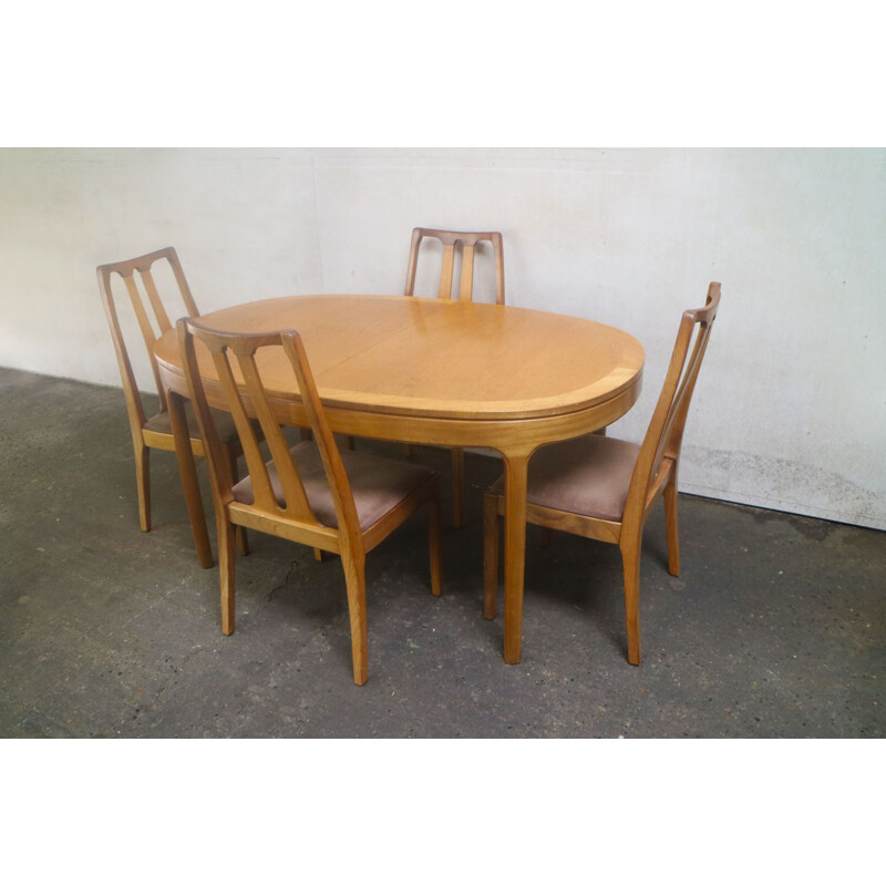 Vintage extendable dining table and set of 4 chairs by Nathan