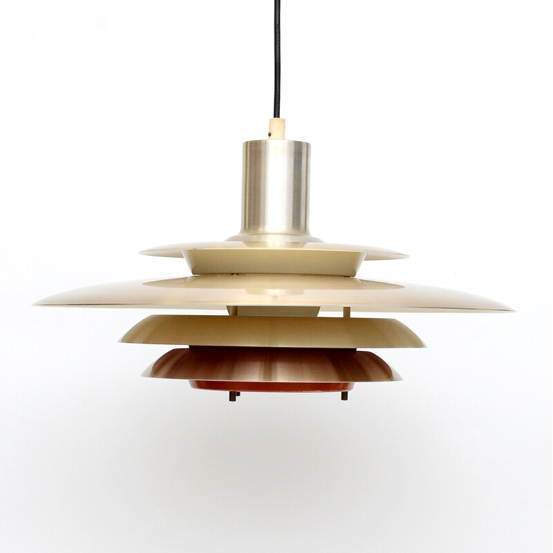 Vintage Danish pendant lamp in golden aluminium