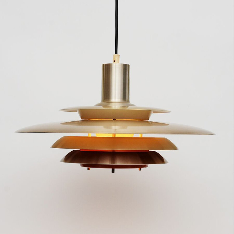 Vintage Danish pendant lamp in golden aluminium