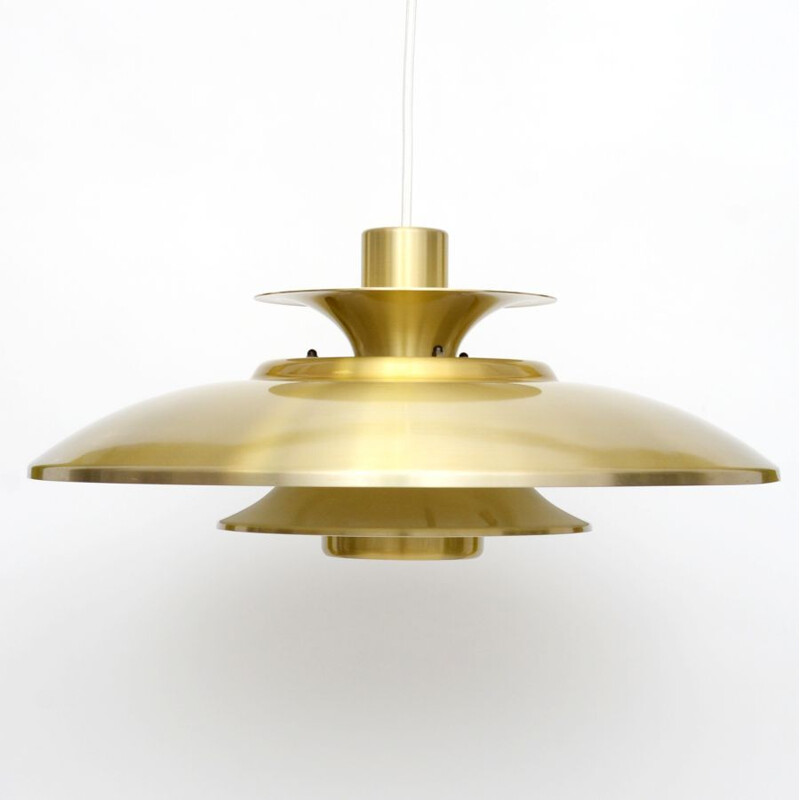 Vintage Danish pendant lamp in golden brass