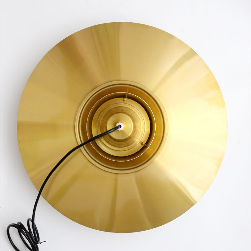 Vintage Danish golden pendant lamp in aluminium