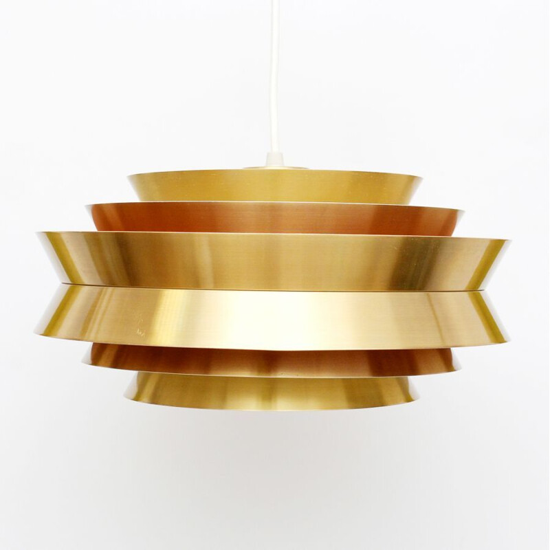 Vintage Swedish pendant lamp in aluminium and brass