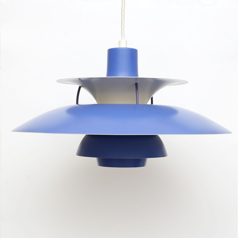 Vintage Scandinavian blue pendant lamp "PH5" by Poul Henningsen For Louis Poulsen