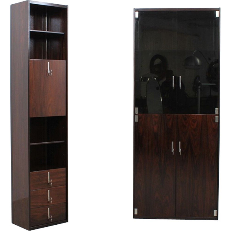 Set of 2 vintage Italian cabinets in rosewood by Vittorio Introini for Saporiti