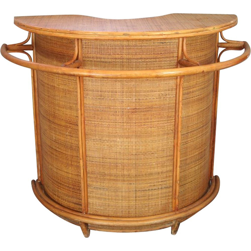 Vintage French bar in rattan