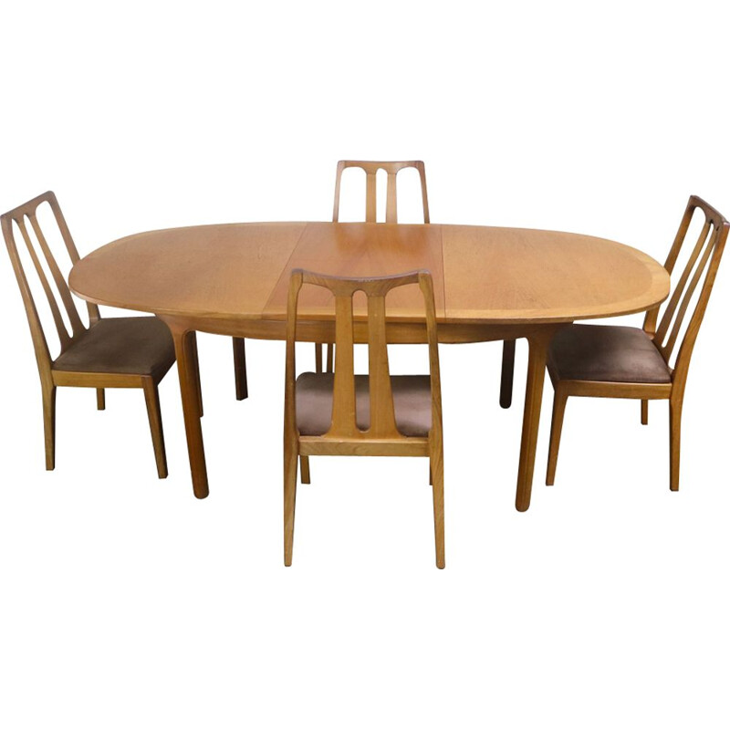 Vintage extendable dining table and set of 4 chairs by Nathan