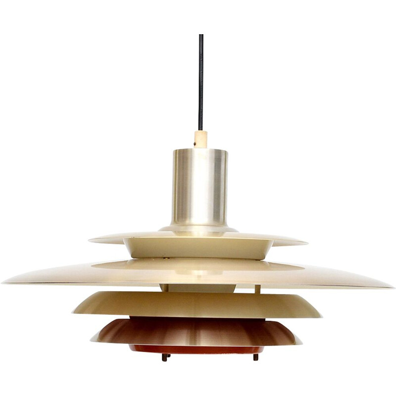 Vintage Danish pendant lamp in golden aluminium