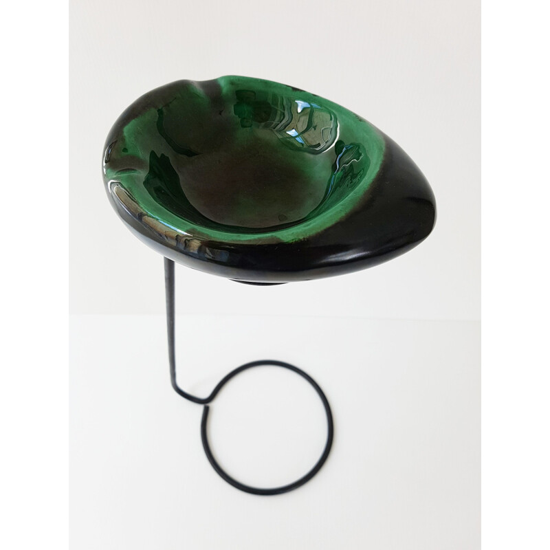 Vintage ashtray in ceramic and steel