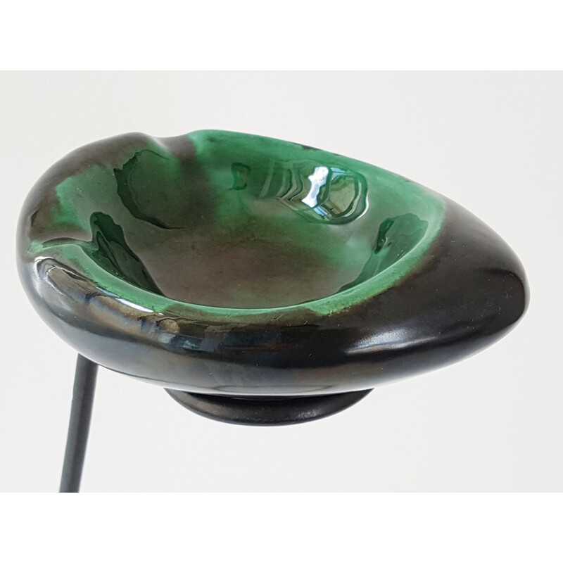 Vintage ashtray in ceramic and steel