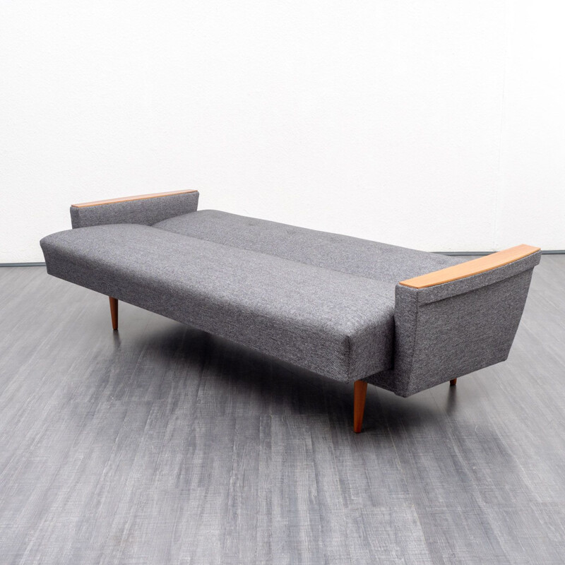 Vintage grey 3-seater sofa in wood